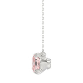 14K WHITE GOLD 1.00CT CUSHION PINK DIAMOND LADIES PENDANT